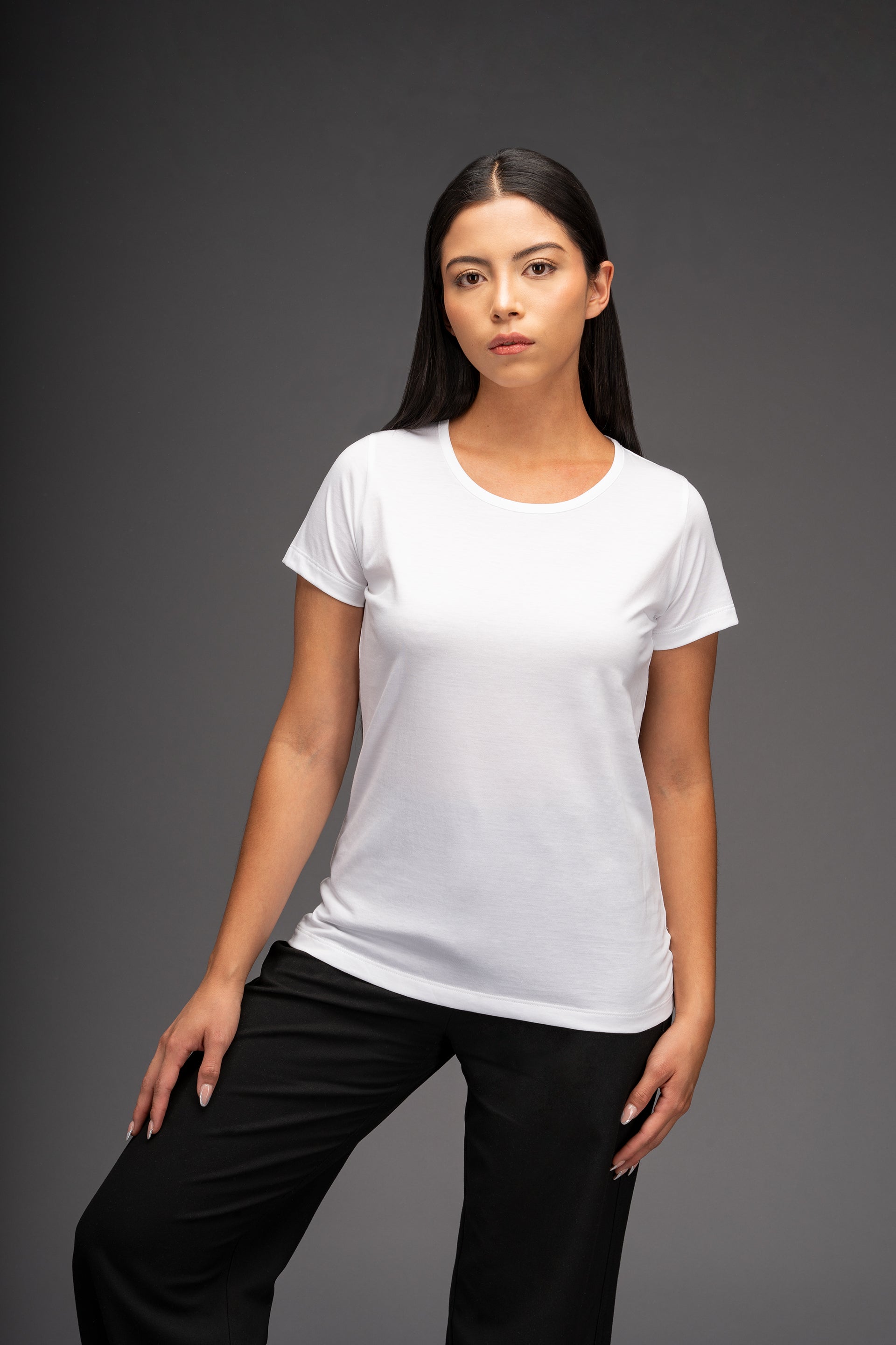 POLO BASICO DE ALGODON PIMA MANGA CORTA BASIC MUJER BLANCO