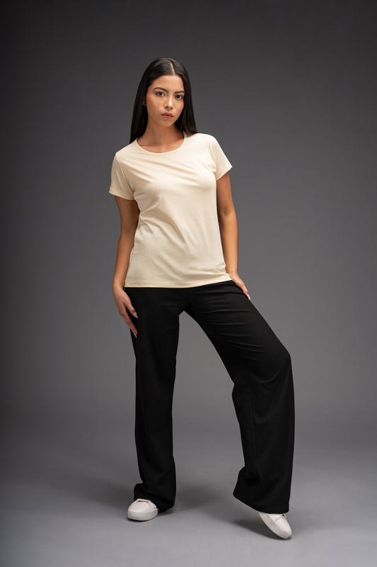 POLO BASICO DE ALGODÓN PIMA MANGA CORTA BASIC - MUJER | CREMA