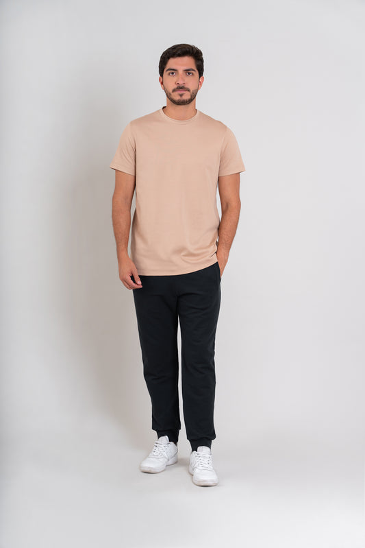 POLO CUELLO REDONDO -  PIMA GAMUZADO | BEIGE