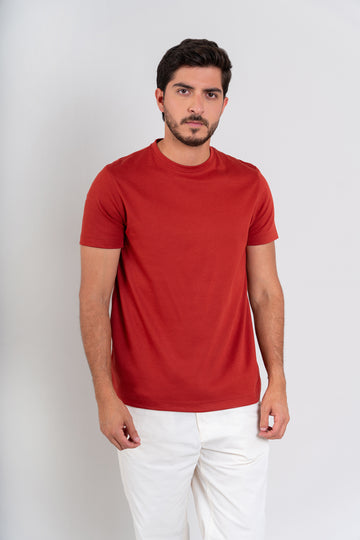 POLO CUELLO REDONDO -  PIMA GAMUZADO | ROJO