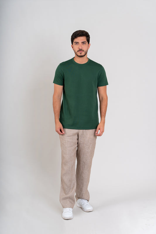 POLO CUELLO REDONDO -  PIMA GAMUZADO | VERDE