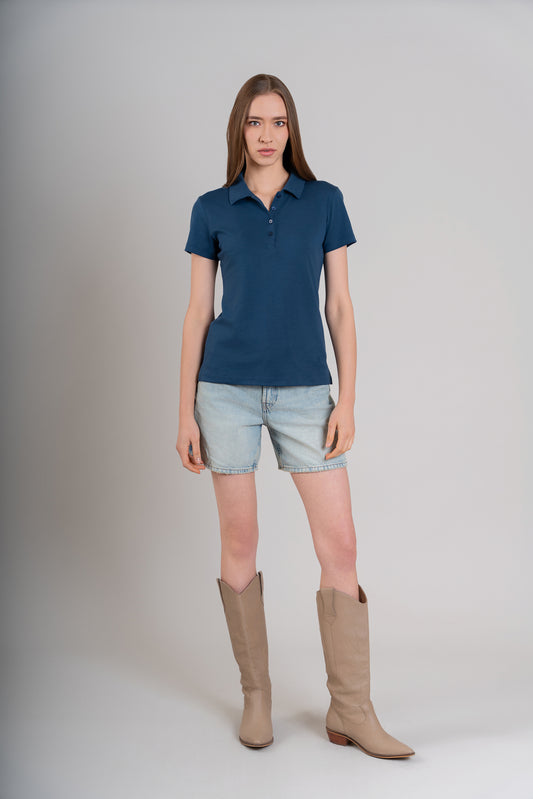 POLO CAMISERO  -  PIMA | AZUL