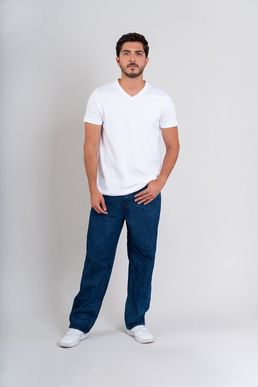 POLO HOMBRE CUELLO V MC -  PIMA GAMUZADO | BLANCO