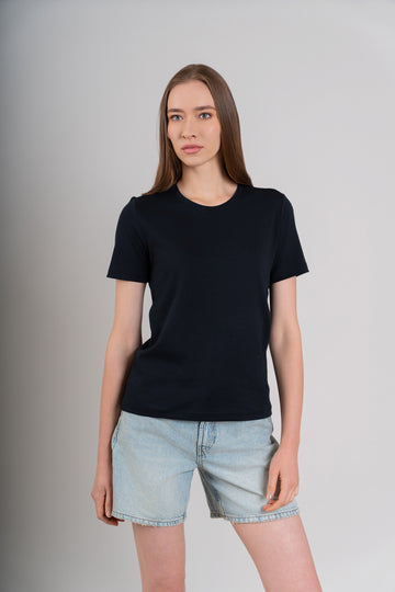 POLO CUELLO REDONDO MC -  PIMA GAMUZADO | NEGRO