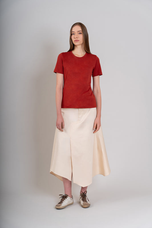 POLO CUELLO REDONDO MC -  PIMA GAMUZADO | ROJO