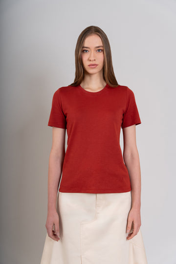 POLO CUELLO REDONDO MC -  PIMA GAMUZADO | ROJO