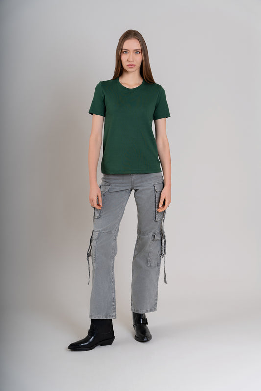 POLO CUELLO REDONDO MC -  PIMA GAMUZADO | VERDE