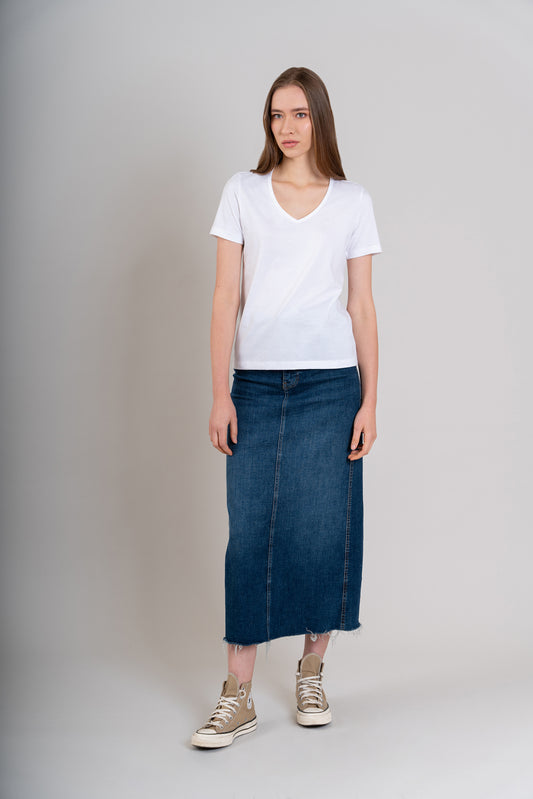 POLO MUJER CUELLO V MC -  PIMA | BLANCO