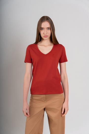 POLO MUJER CUELLO V MC -  PIMA | ROJO