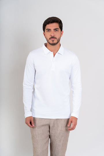 POLO CAMISERO ML - PIMA GAMUZADO | BLANCO