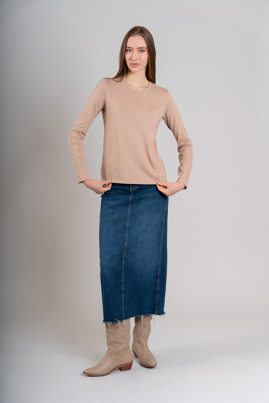 POLO CUELLO REDONDO ML - PIMA | BEIGE