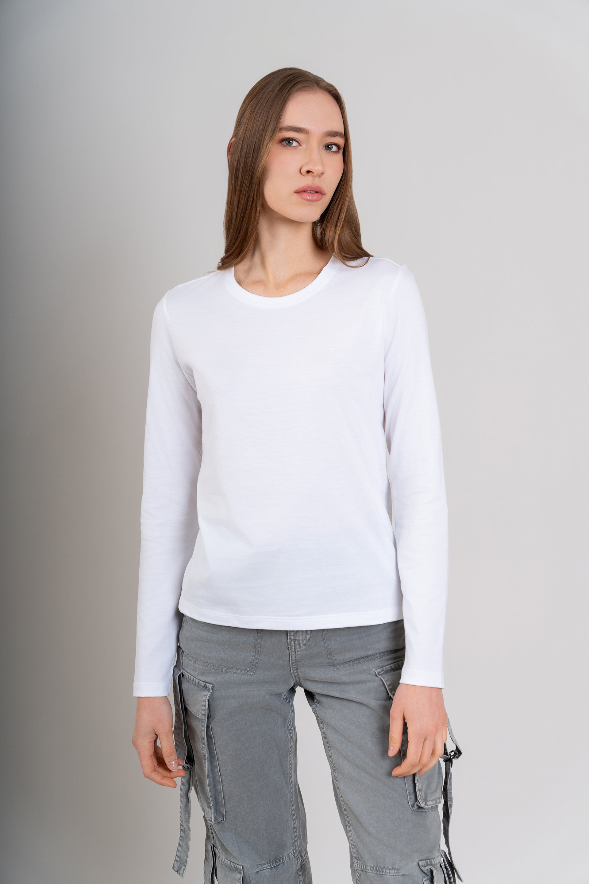 POLO CUELLO REDONDO ML PIMA BLANCO