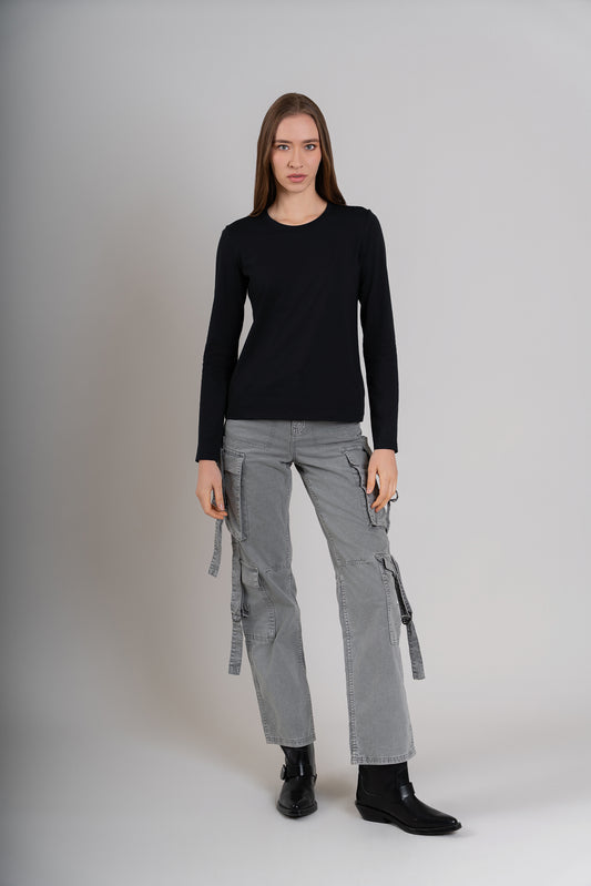 POLO CUELLO REDONDO ML - PIMA | NEGRO