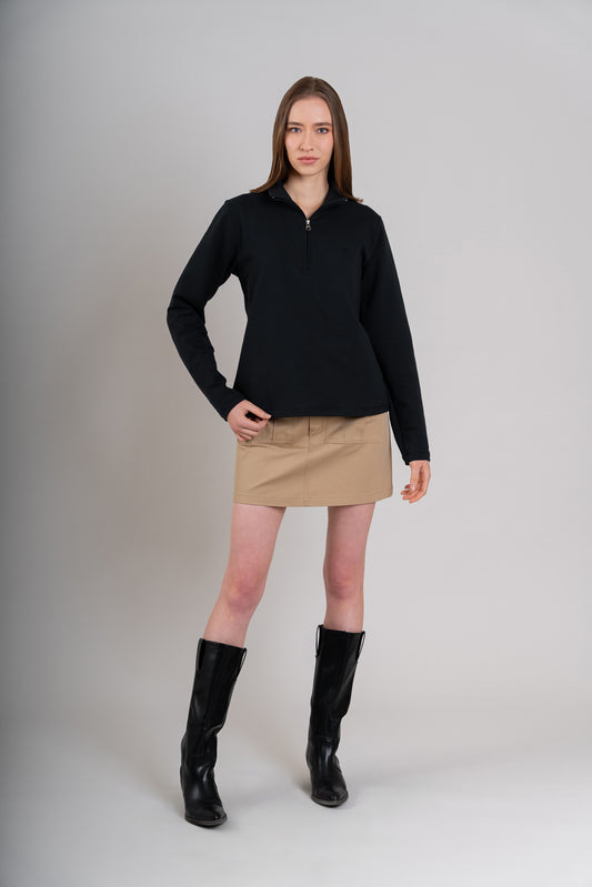 POLERA CIERRE 1/4 | NEGRO