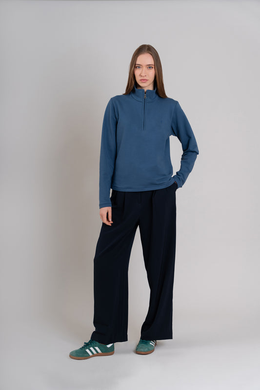 POLERA CIERRE 1/4 | AZUL