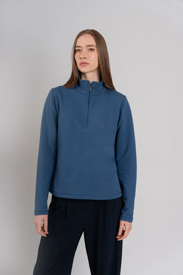 POLERA CIERRE 1/4 | AZUL