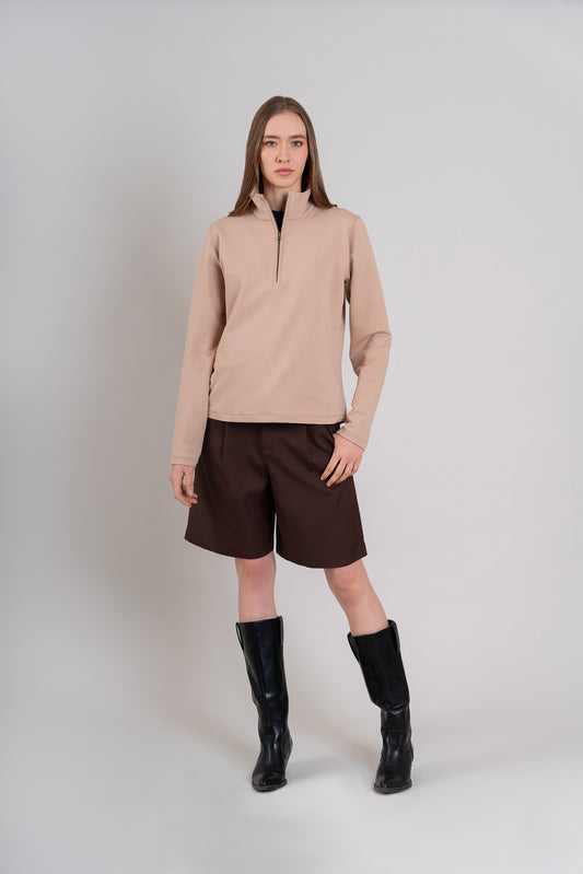 POLERA CIERRE 1/4 | BEIGE