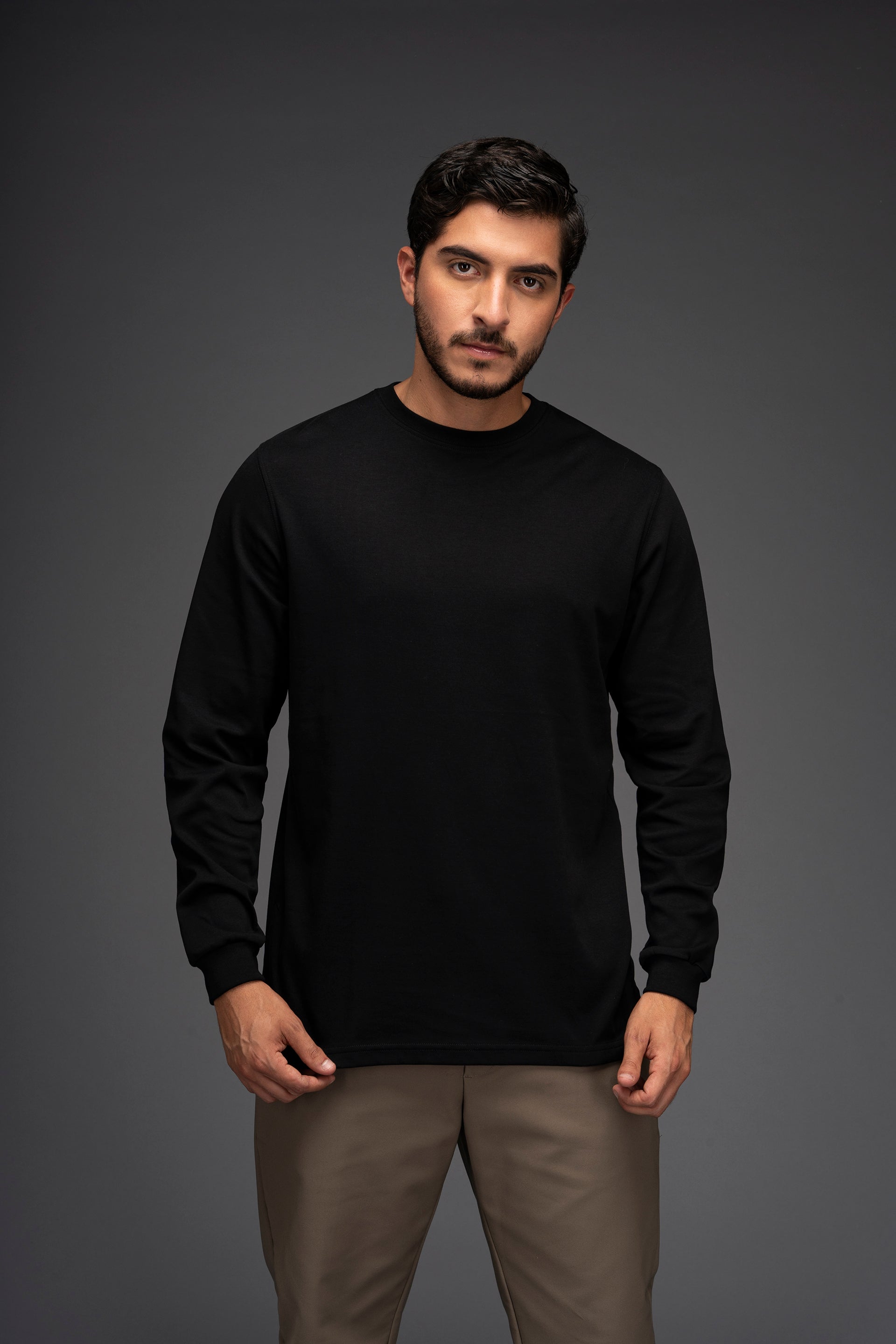 POLO BASICO DE ALGODÓN PIMA MANGA LARGA AMADOR NEGRO