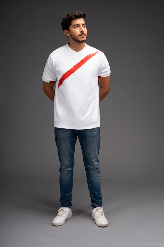 POLO MANGA CORTA FRANJA ONDA - UNISEX | BLANCO