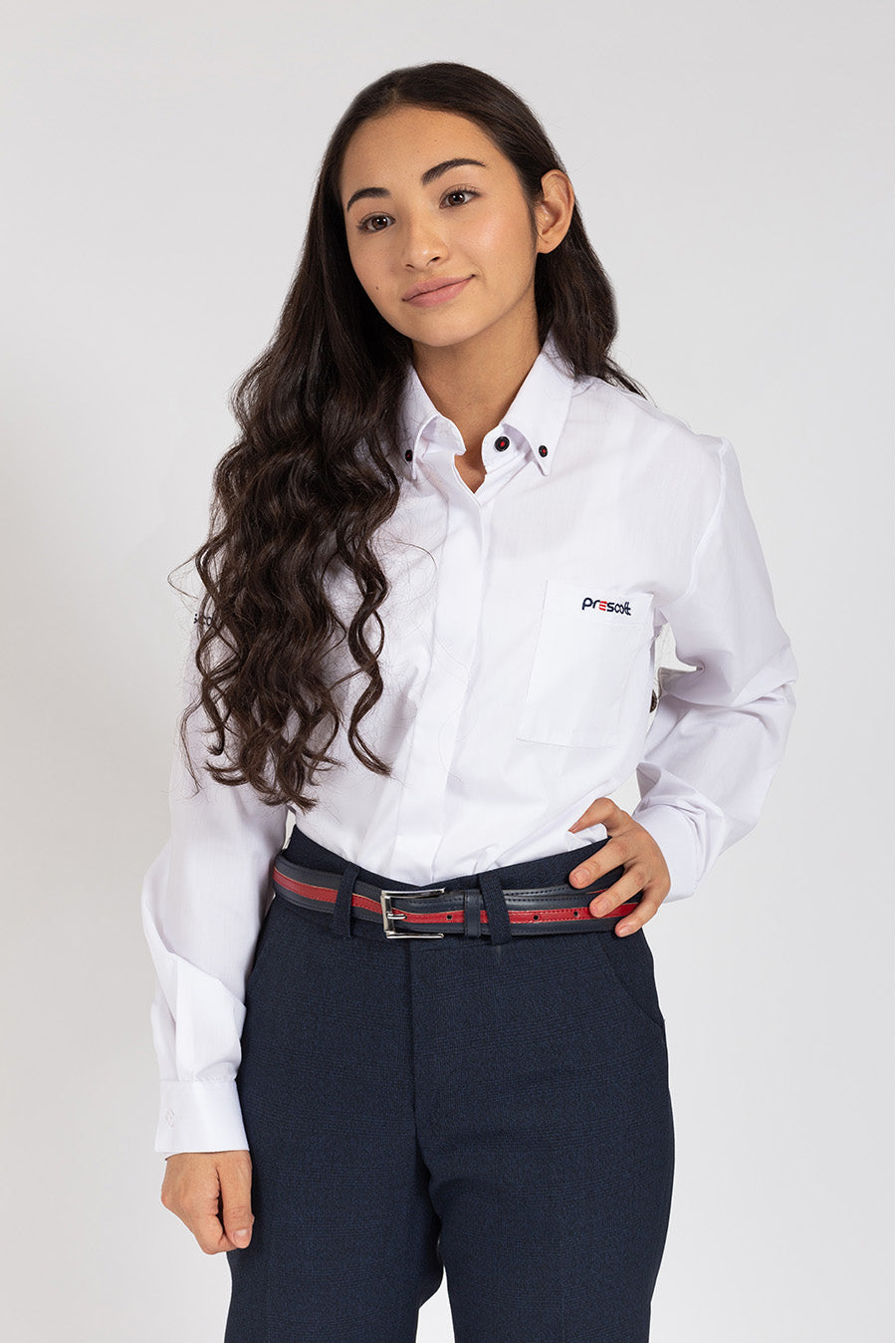 BLUSA MANGA LARGA COLEGIO PRESCOTT TEENS BLANCO