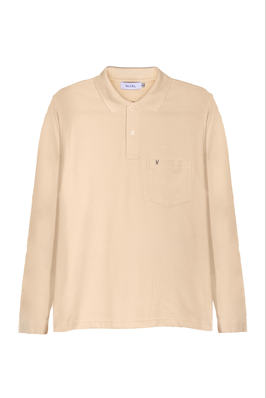 POLO BASICO PIQUÉ DE ALGODÓN PIMA MANGA LARGA BELMONT CREMA