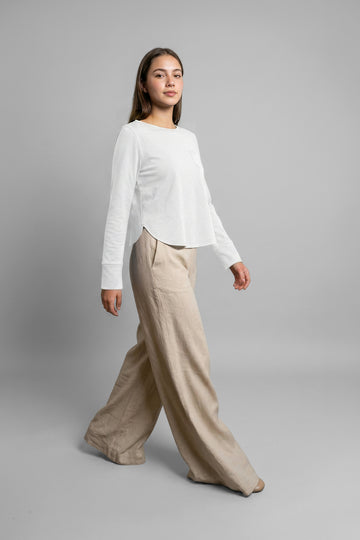 POLO MANGA LARGA DE MUJER CUELLO OJAL - PIMA | BLANCO