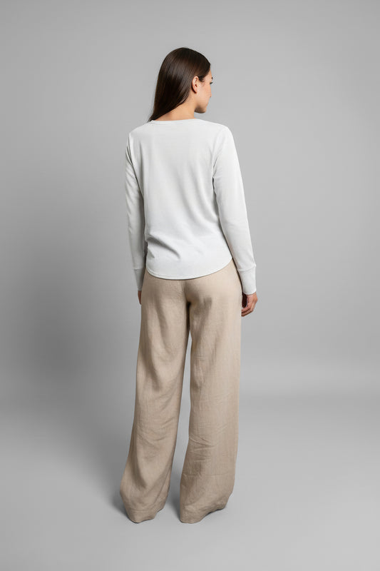 POLO MANGA LARGA DE MUJER CUELLO OJAL - PIMA | BLANCO