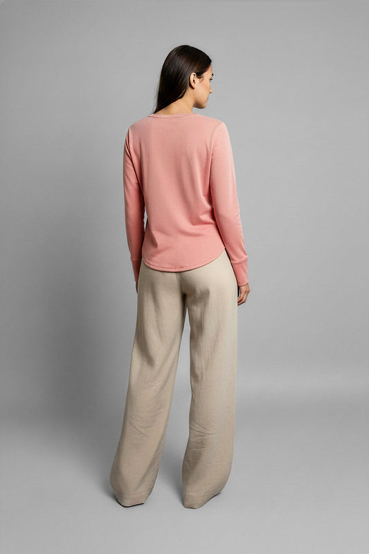 POLO MANGA LARGA DE MUJER CUELLO OJAL - PIMA | ROSADO