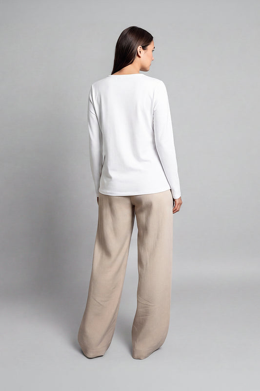 POLO MANGA LARGA DE MUJER CON BOTONES - PIMA | BLANCO