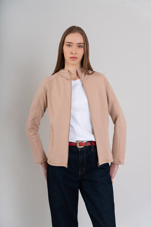 CASACA CON CAPUCHA | BEIGE