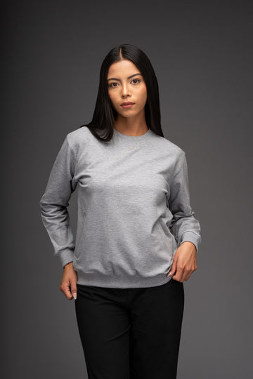 POLERA BASICA FRENCH TERRY DE ALGODÓN BEATRIZ | GRIS