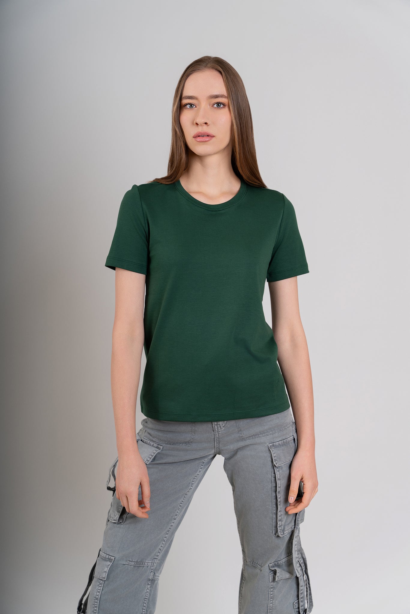 POLO CUELLO REDONDO MC -  PIMA GAMUZADO | VERDE