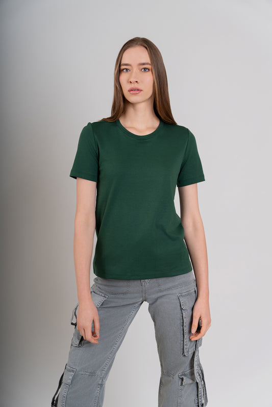 POLO CUELLO REDONDO MC -  PIMA GAMUZADO | VERDE