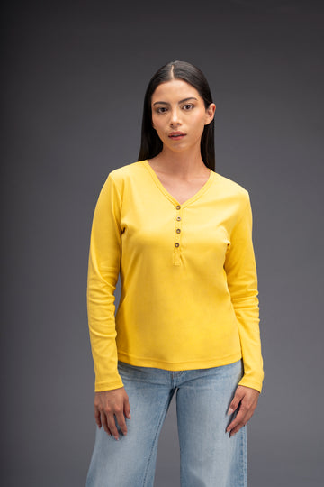 POLO MANGA LARGA BARBARA | AMARILLO