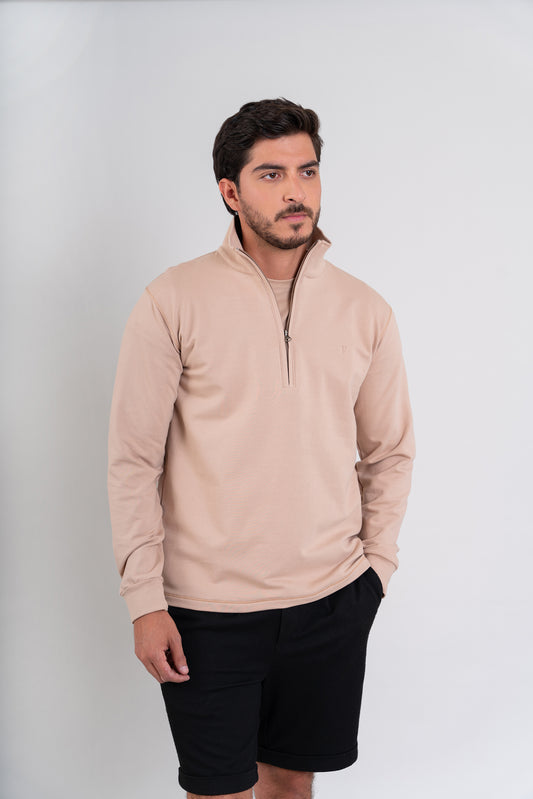 POLERA CIERRE 1/4 | BEIGE