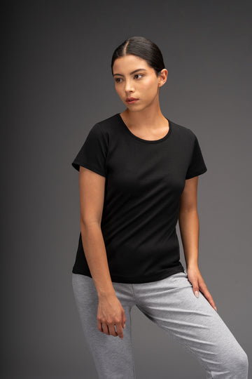 POLO BASICO DE ALGODÓN PIMA MANGA CORTA ALICIA | NEGRO