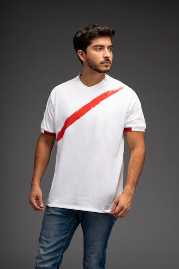 POLO MANGA CORTA FRANJA ONDA - UNISEX | BLANCO