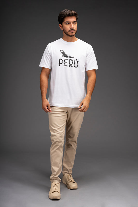 POLO DE ALGODÓN PIMA MANGA CORTA CONDOR PERÚ | BLANCO