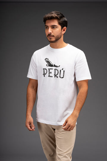 POLO DE ALGODÓN PIMA MANGA CORTA CONDOR PERÚ | BLANCO