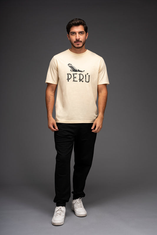 POLO DE ALGODÓN PIMA MANGA CORTA CONDOR PERÚ | CREMA