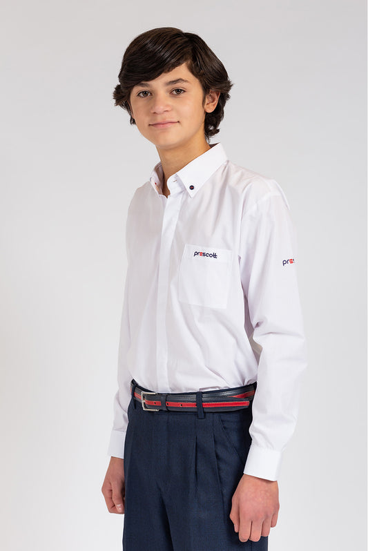 CAMISA MANGA LARGA COLEGIO PRESCOTT - TEENS | BLANCO