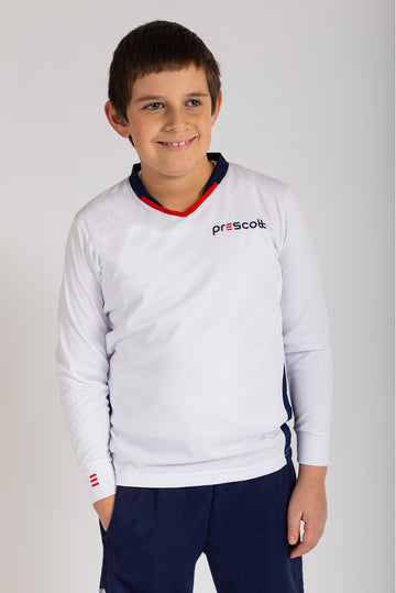 POLO MANGA LARGA COLEGIO PRESCOTT - KIDS | BLANCO