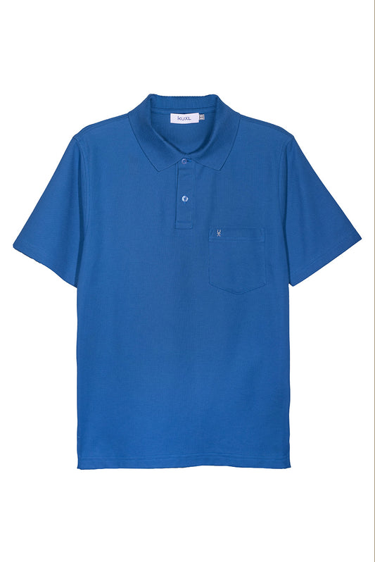 POLO BASICO PIQUÉ DE ALGODÓN PIMA MANGA CORTA BERNARDO | AZUL