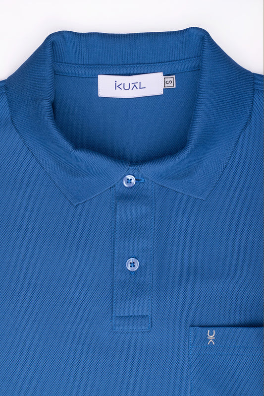 POLO BASICO PIQUÉ DE ALGODÓN PIMA MANGA CORTA BERNARDO | AZUL