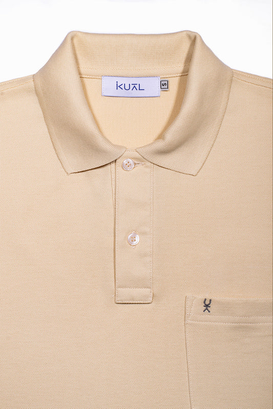 POLO BASICO PIQUÉ DE ALGODÓN PIMA MANGA CORTA BERNARDO | CREMA