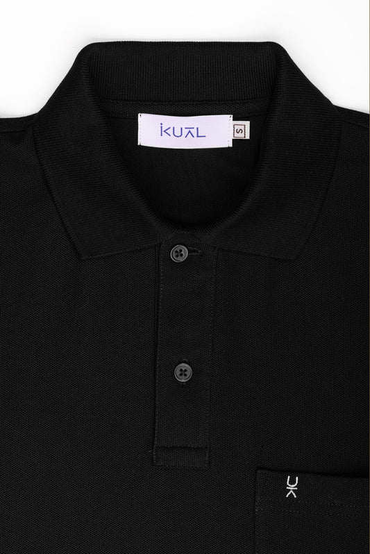 POLO BASICO PIQUÉ DE ALGODÓN PIMA MANGA CORTA BERNARDO | NEGRO