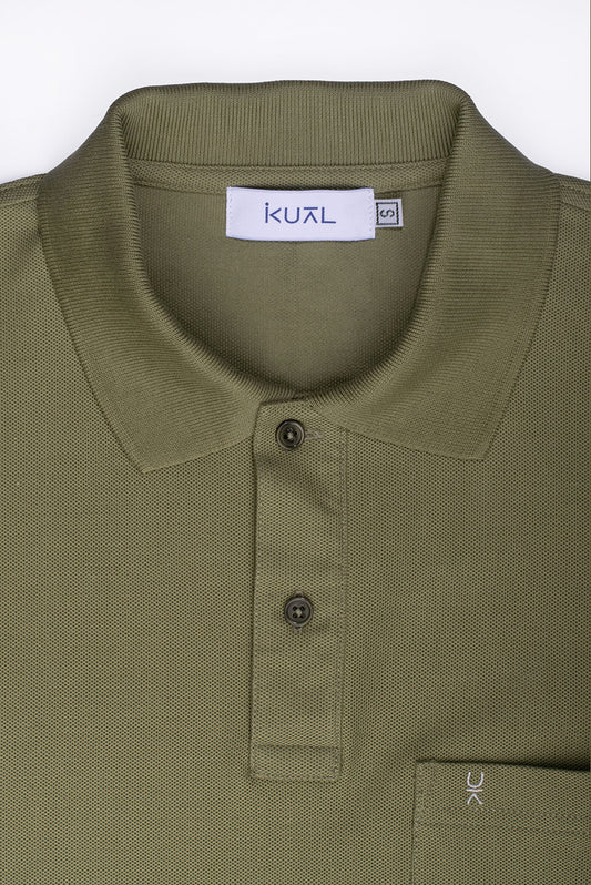 POLO BASICO PIQUÉ DE ALGODÓN PIMA MANGA CORTA BERNARDO | VERDE