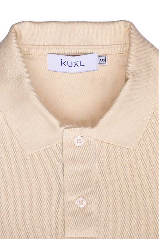 POLO BASICO PIQUÉ DE ALGODÓN PIMA MANGA CORTA BYRON | CREMA