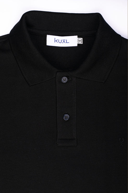 POLO BASICO PIQUÉ DE ALGODÓN PIMA MANGA CORTA BYRON | NEGRO
