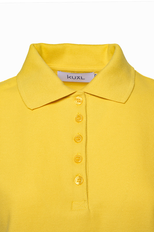 POLO BASICO DE ALGODÓN PIMA MANGA CORTA BIANCA | AMARILLO